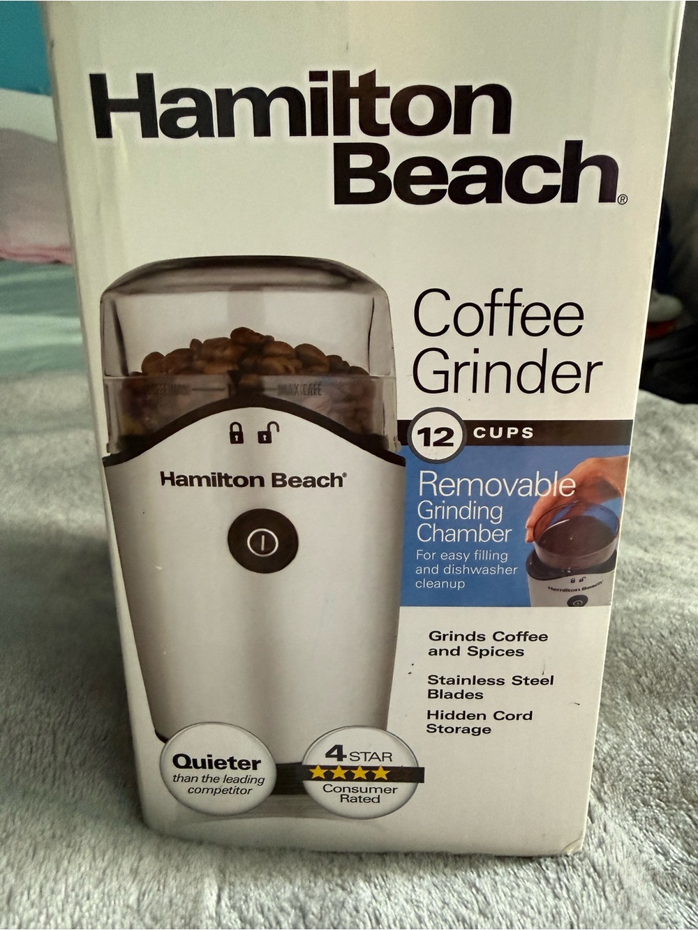 Hamilton Beach Removable Grinding Chamber Coffee Grinder - White/Silver